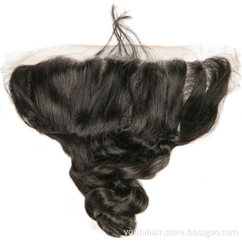 Unprocessed Cuticle Aligned Virgin Human Hair 13x4 Swiss Lace Frontal Closure Hair Loose Wave Peruvian Hair Bundles with Frontal